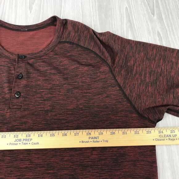 Lululemon Men's XXL Henley Metal Vent Tech Burgundy Long Sleeve Top Preppy Gym - Picture 4 of 8
